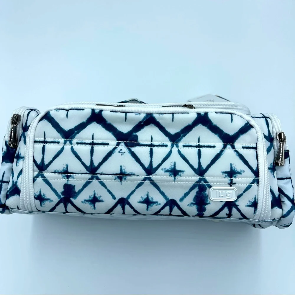 lug White and Teal Patterned Cosmetic Case